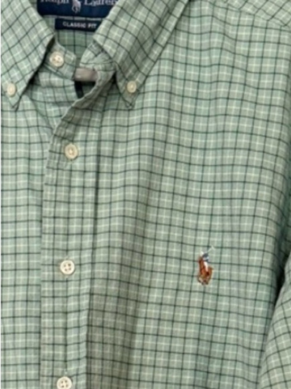 Ralph Lauren Light Green Plaid Button-Down Shirt